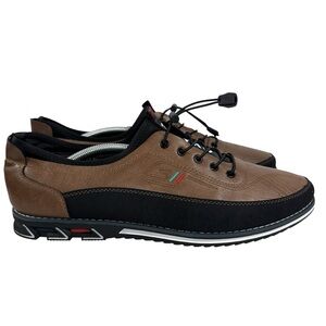 Klkyko Men's 13 Brown Black Classic Leather Lace Up Oxford Dress Sneaker